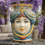 Testa di Moro, Woman without crown, Decoro Sicily, baroque decoration, turban. Sicilian ceramics from Caltagirone, Sofia