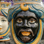 Testa di Moro, Man without crown, Decoro Sicily, baroque decoration, face. Ceramiche Sofia, Caltagirone