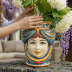 Testa di Moro, Woman without crown, Decoro Sicily, baroque decoration, turban. Sicilian ceramics from Caltagirone, Sofia