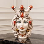 Testa di Moro h 38 cm / 15", Woman, Antique Mother of Pearl Gold and Lustre | Caltagirone Ceramics