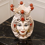 Testa di Moro h 38 cm / 15", Woman, Antique Mother of Pearl Gold and Lustre | Caltagirone Ceramics