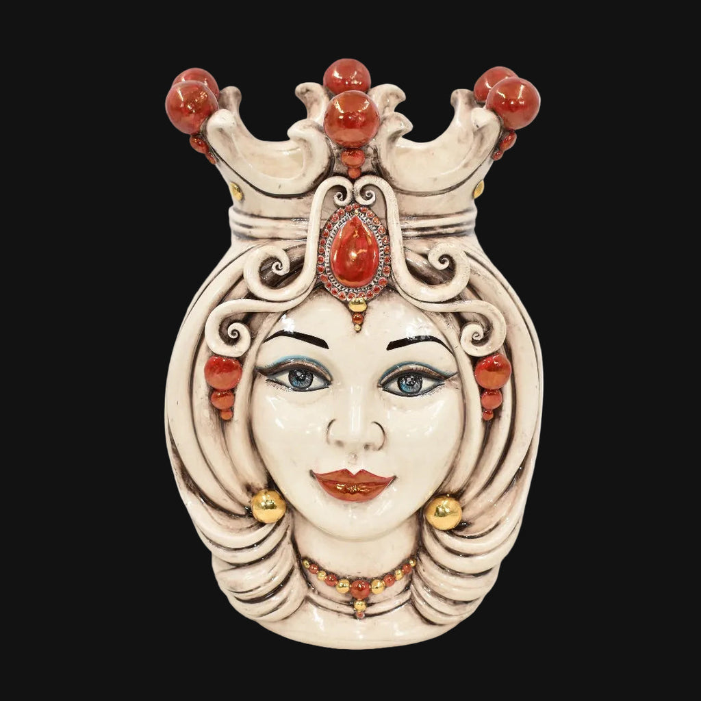 Testa di Moro h 38 cm / 15", Woman, Antique Mother of Pearl Gold and Lustre | Caltagirone Ceramics