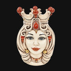 Testa di Moro h 38 cm / 15", Woman, Antique Mother of Pearl Gold and Lustre | Caltagirone Ceramics