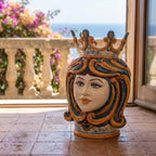 Testa di Moro, Frau, Blau und Orange. Sizilianische Keramik aus Caltagirone, Sofia