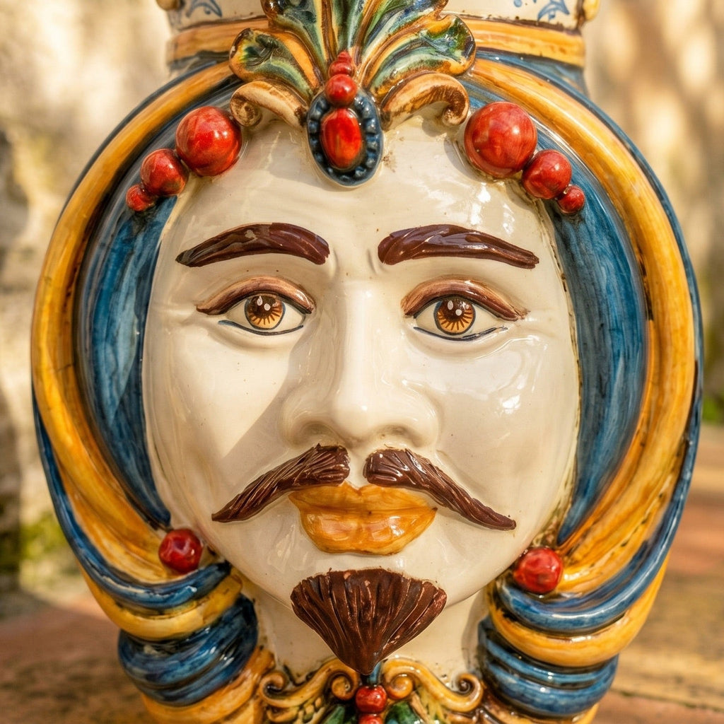 Testa di Moro, White Male, Decoro Sicily. Ceramiche Sofia, Caltagirone