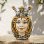 Testa di Moro, Donna, Blu e Arancio. Ceramiche Sofia, Caltagirone