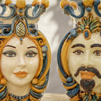 Testa di Moro, Blau und Orange. Ceramiche Sofia, Caltagirone