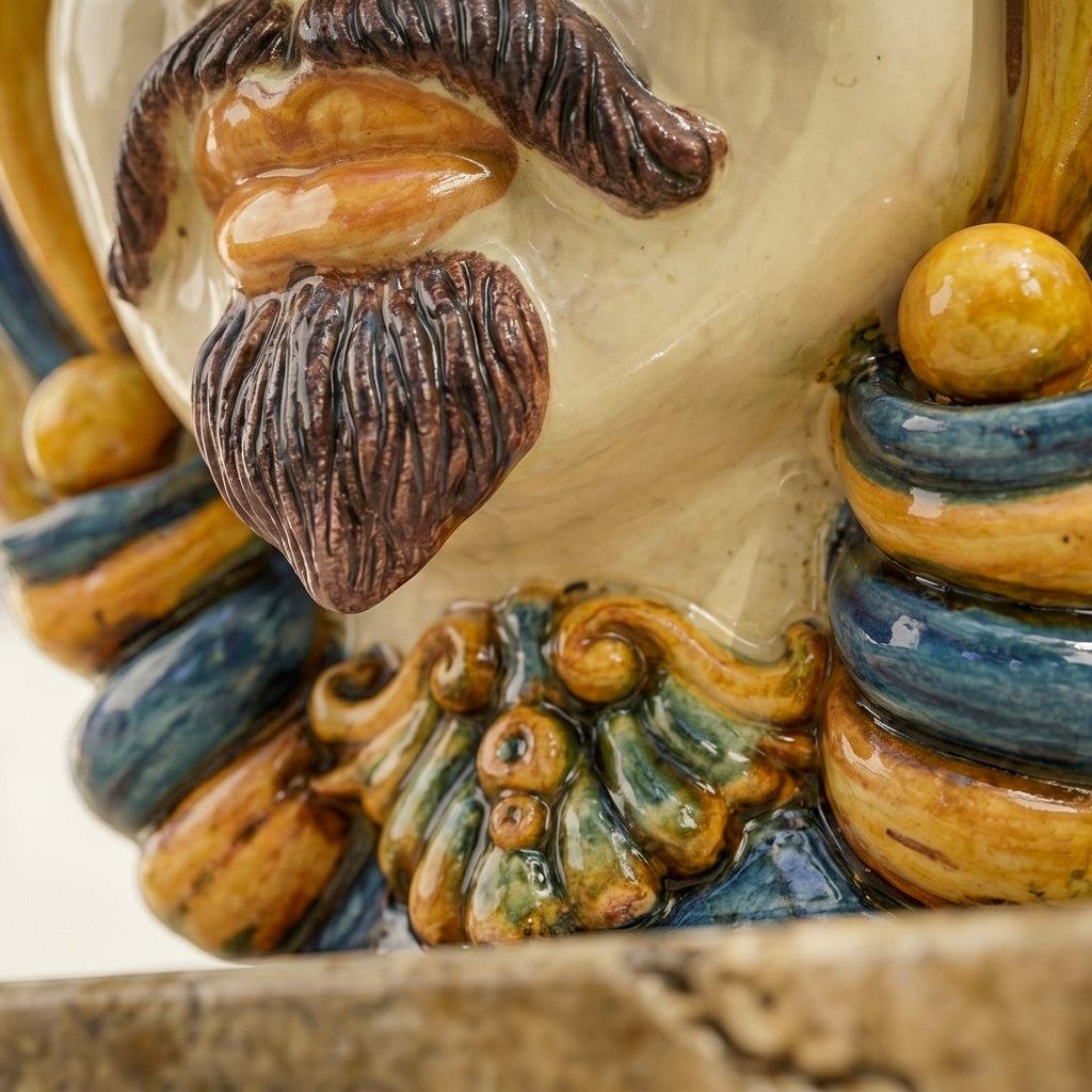 Testa di Moro, weißer Mann, Blau und Orange. Ceramiche Sofia, Caltagirone