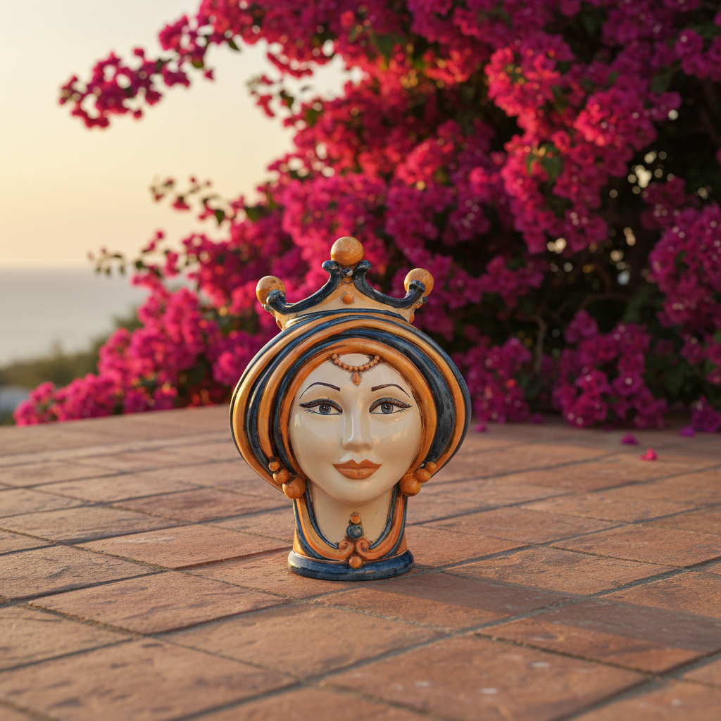 Testa di Moro, blue and orange. Sicilian ceramics from Caltagirone, Sofia