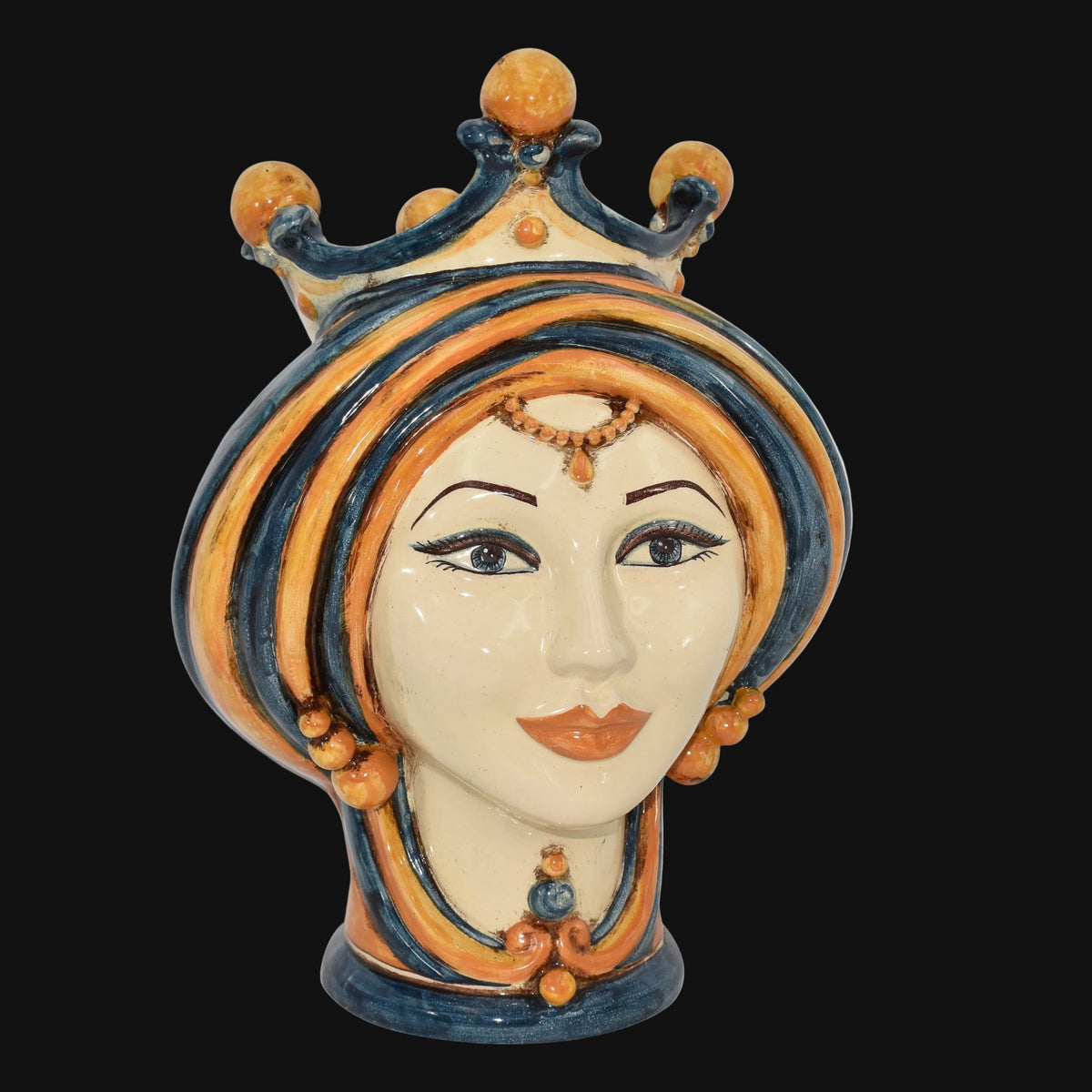Testa di Moro, blue and orange. Sicilian ceramics from Caltagirone, Sofia