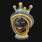 Testa di Moro, Moor Male, Blue and Orange. Ceramiche Sofia, Caltagirone