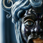 Testa di Moro Candeliere, Moor male, Mono Blue. Ceramiche Sofia, Caltagirone