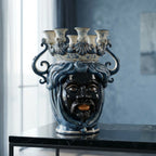 Testa di Moro Candeliere, Moor male, Mono Blue. Ceramiche Sofia, Caltagirone