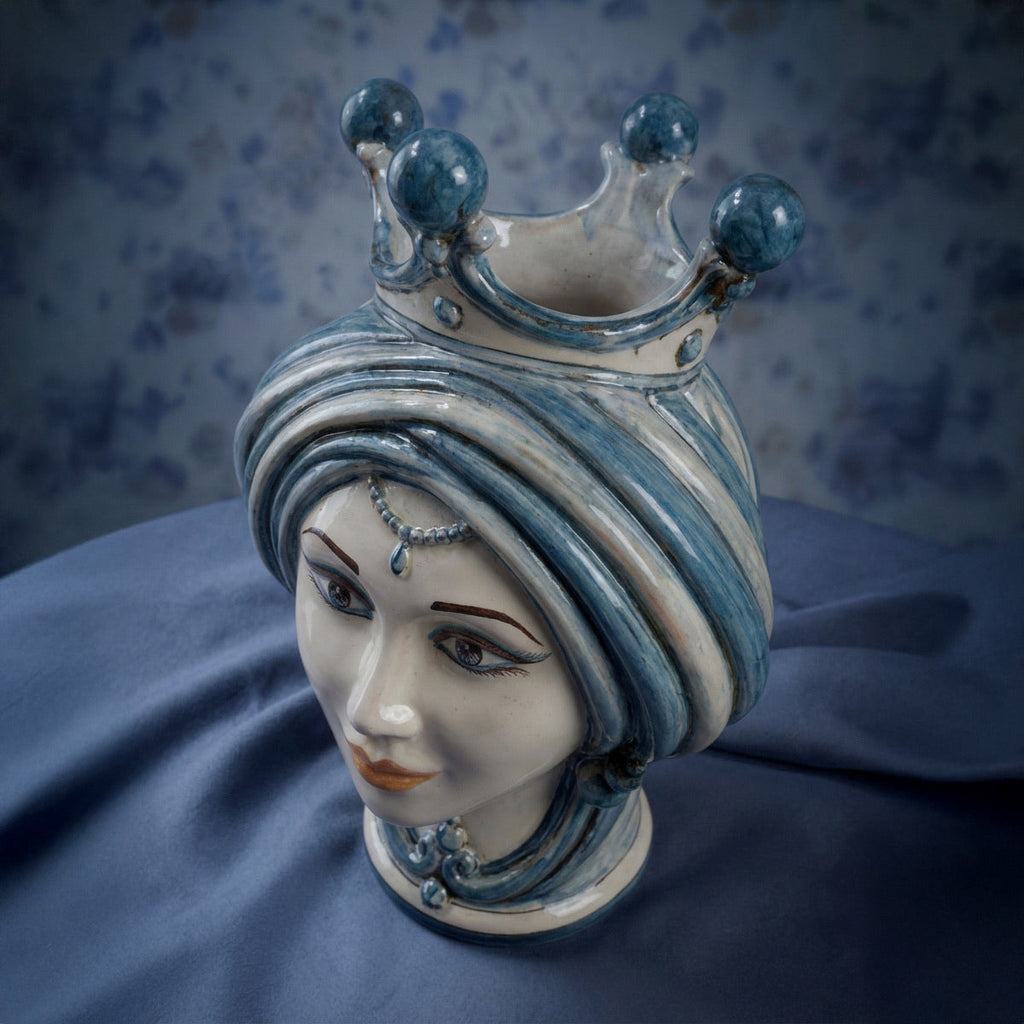 Testa di Moro, Frau, Mono Blau. Ceramiche Sofia, Caltagirone