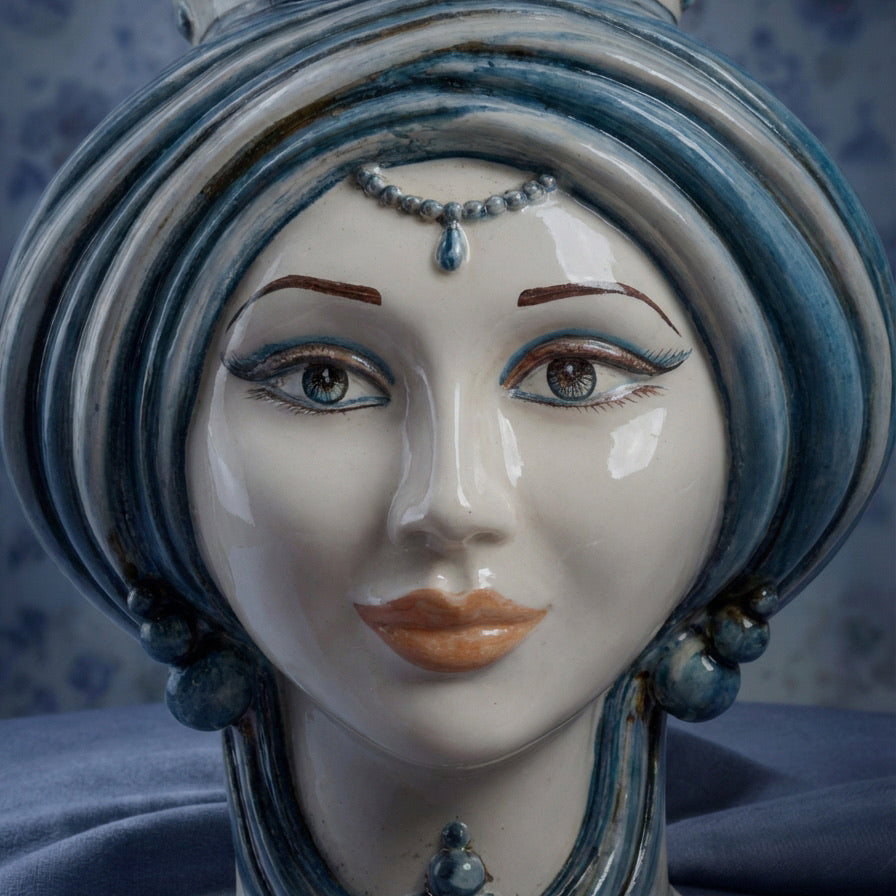 Testa di Moro, Frau, Mono Blau. Ceramiche Sofia, Caltagirone