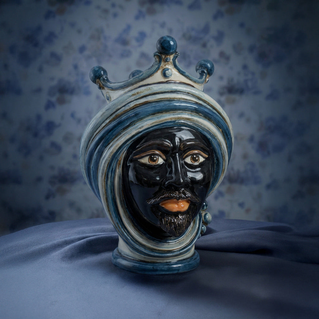 Testa di Moro, maurischer Mann, Mono Blau. Ceramiche Sofia, Caltagirone