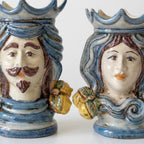Testa di Moro, weißer Mann, Mono Blau. Ceramiche Sofia, Caltagirone
