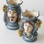 Testa di Moro, weißer Mann, Mono Blau. Ceramiche Sofia, Caltagirone