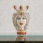 Testa di Moro mit Turban, Frau, antikes Perlmutt, Gold und Lüster. Sizilianische Keramik aus Caltagirone, Sofia
