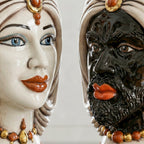 Testa di Moro with Turban, antique mother of pearl gold and lustre. Sicilian ceramics from Caltagirone, Sofia