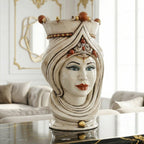 Testa di Moro con Turbante, Donna, Madreperla Antichizzato Oro e Lustri, oro zecchino. Ceramiche Sofia, Caltagirone