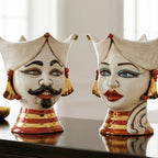 Testa di Moro Aisha, antikes Perlmutt Gold und Lüster. Ceramiche Sofia, Caltagirone