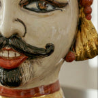 Testa di Moro Aisha, Mann, antikes Perlmutt, Gold und Lüster, Gesicht, Feingold. Ceramiche Sofia, Caltagirone