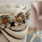 Zahira Head with Flowers, Man, Antique Mother of Pearl Gold and Lustre, pure gold. Ceramiche Sofia, Caltagirone