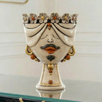 Zahira Head with Flowers, Man, Antique Mother of Pearl Gold and Lustre, pure gold. Ceramiche Sofia, Caltagirone