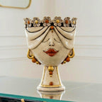 Zahira head with Flowers, Woman, antique mother of pearl gold and lustre, pure gold. Sicilian ceramics from Caltagirone, Sofia