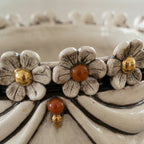 Zahira head with Flowers, Woman, antique mother of pearl gold and lustre, pure gold. Sicilian ceramics from Caltagirone, Sofia