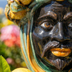 Testa di Moro with Lemons, Moor Male, green and orange. Ceramiche Sofia, Caltagirone