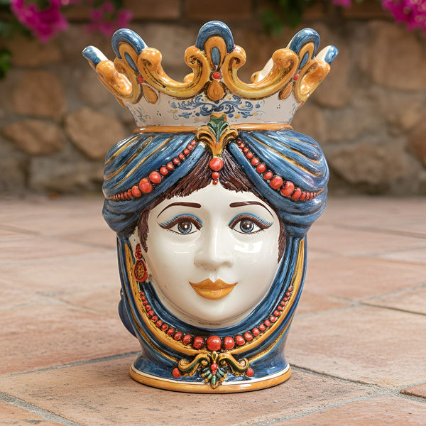 Testa di Moro with Beads h 40 cm / 15¾", Woman, Decoro Sicily