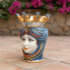 Testa di Moro with beads, woman, Decoro Sicily. Ceramiche Sofia, Caltagirone