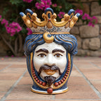Testa di Moro with Beads, White Male, Decoro Sicily. Ceramiche Sofia, Caltagirone