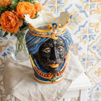 Testa di Moro with beads, Moor male, Decoro Sicily. Ceramiche Sofia, Caltagirone