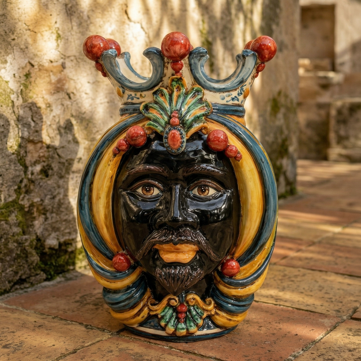 Testa di Moro, Moor male, Decoro Sicily. Sicilian ceramics from Caltagirone, Sofia
