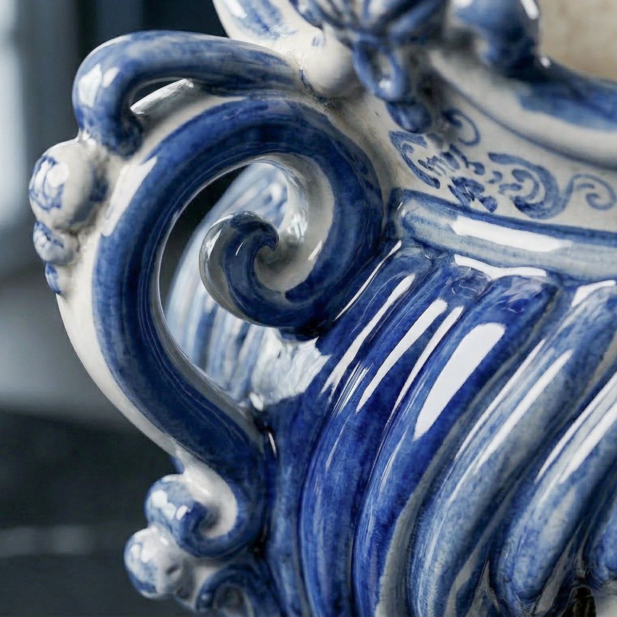Testa di Moro Candeliere, Frau, Mono Blau. Ceramiche Sofia, Caltagirone