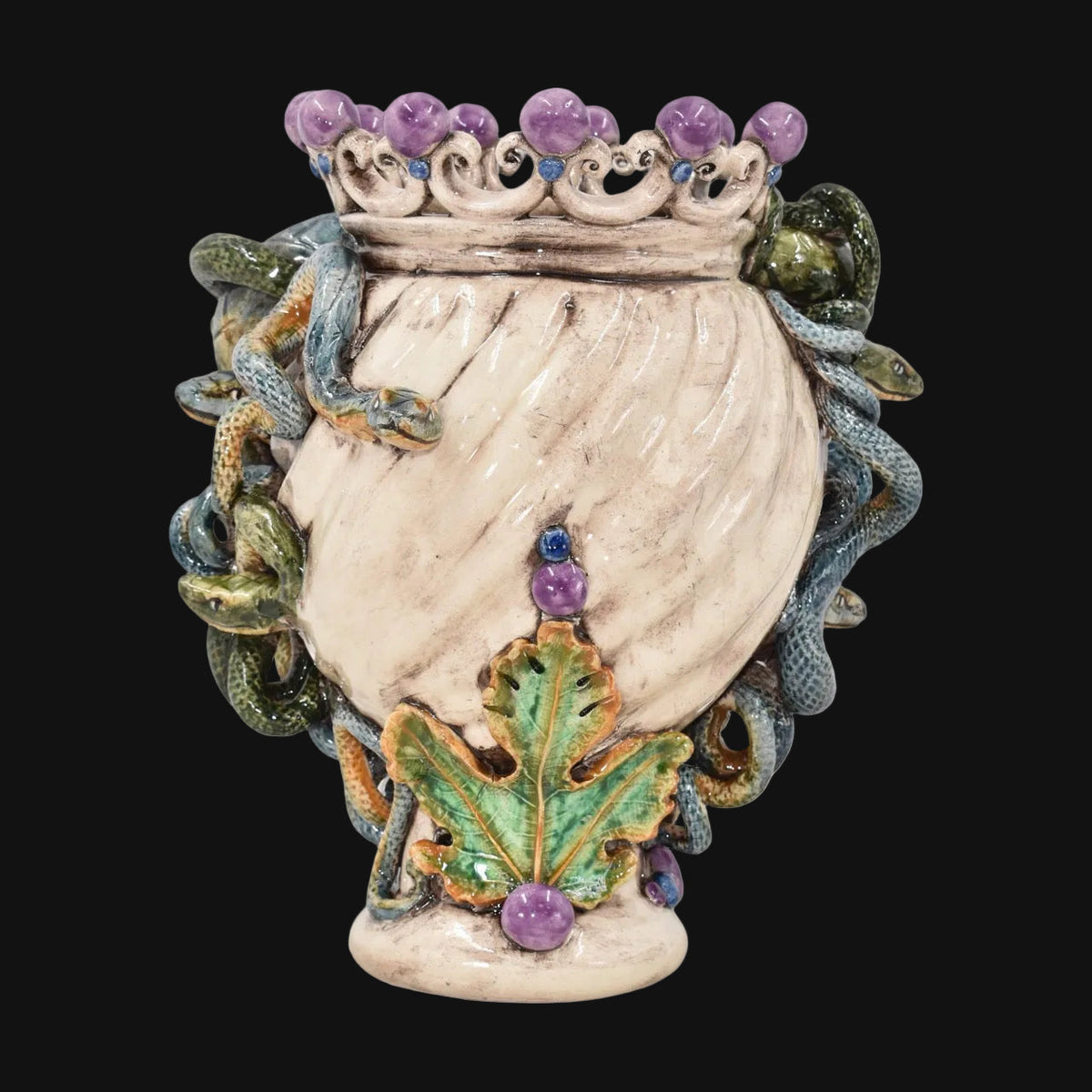 Medusa-Kopf, Glyzinien-Lüster, Schlangenhaar, Gorgone. Sizilianische Keramik aus Caltagirone, Sofia