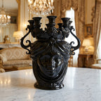 Candeliere-Kopf H 40 Black Line, Frau, ohne Gesichtsausdruck, Ceramiche di Caltagirone Sofia