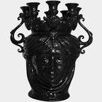 Testa di Moro Candeliere, Frau, Black Line. Ceramiche Sofia, Caltagirone