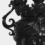 Testa di Moro Candeliere, Frau, Black Line, glänzend mit barocken Details. Ceramiche Sofia, Caltagirone