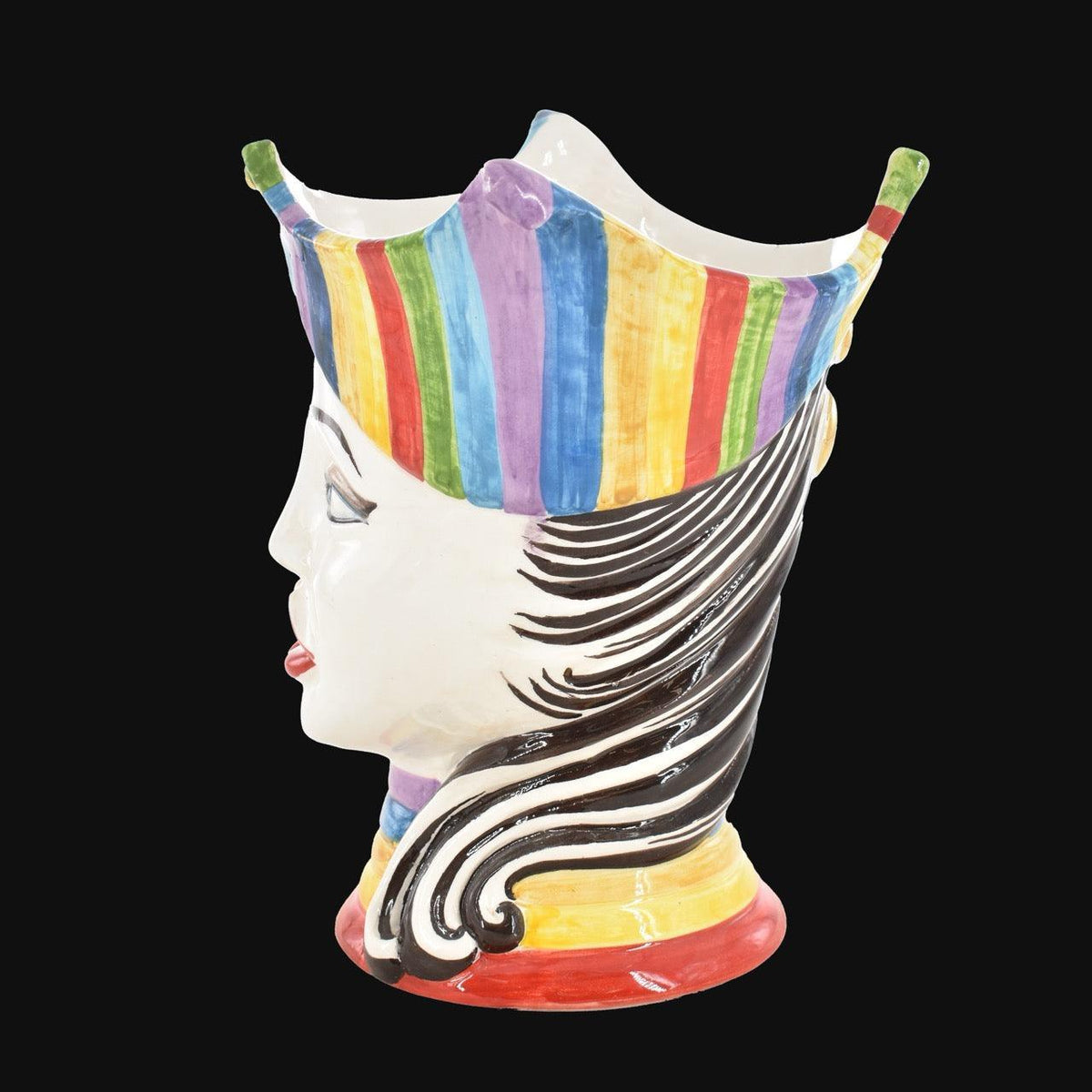 Testa di Moro "Aisha" 25 cm White and Color, Frauengesicht aus sizilianischer Keramik, Ceramiche di Caltagirone Sofia