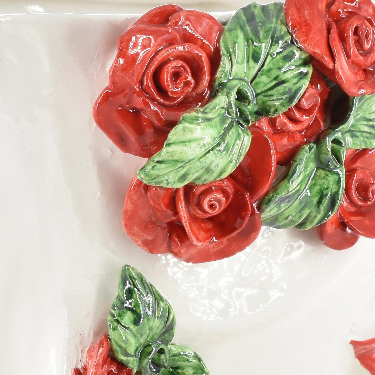 Testa di Moro with red roses "Zahira" man, White and Color 30 cm, Ceramiche di Caltagirone Sofia