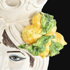 Testa di Moro, Woman, White and Lemon, lemons and green leaves. Sicilian ceramics from Caltagirone, Sofia