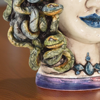 Medusa head h 25 with turban, Wisteria Lustre, Ceramiche di Caltagirone Sofia