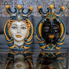 Testa di Moro, Donna, Blu e Arancio. Ceramiche Sofia, Caltagirone
