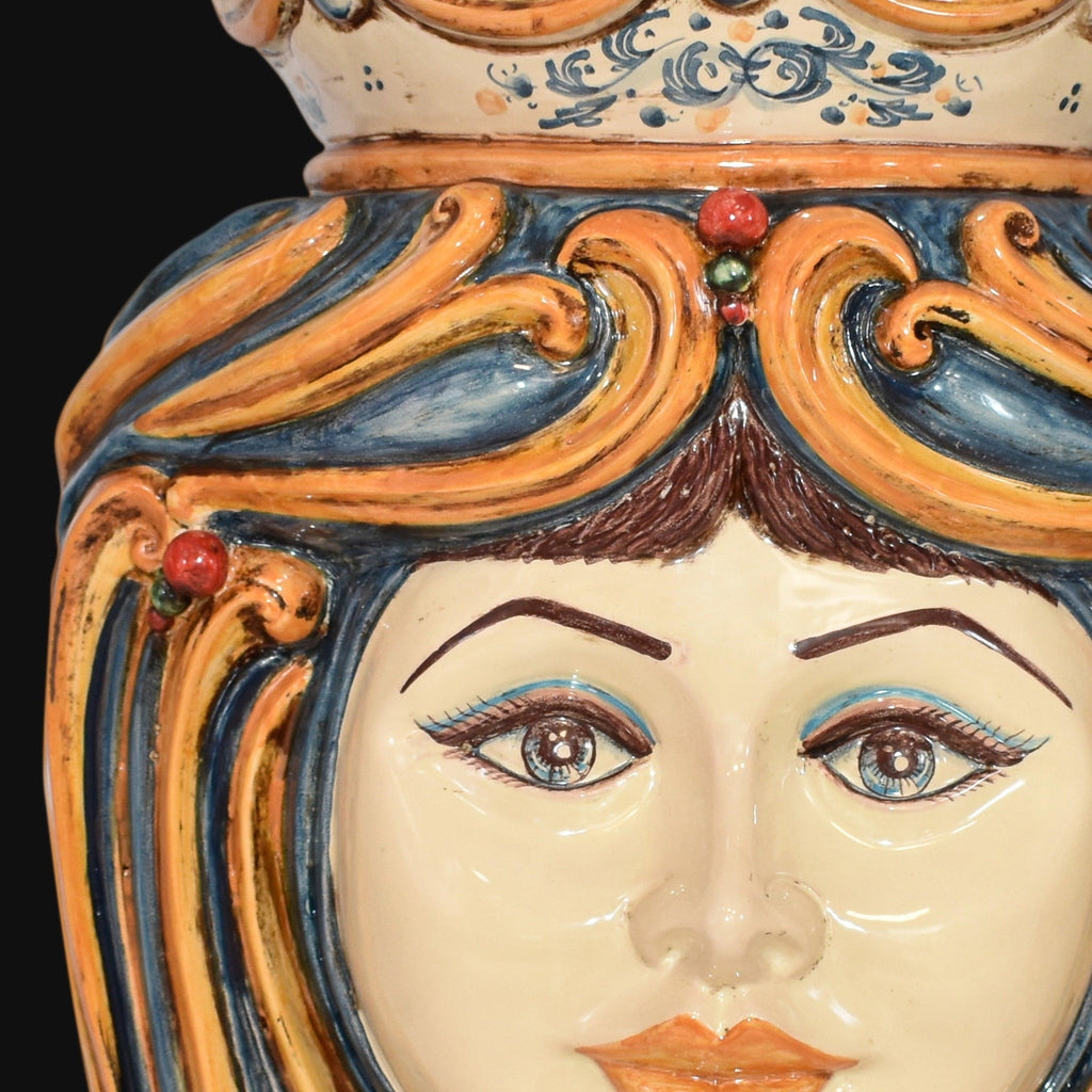 Testa di Moro, Frau, Blau und Orange. Sizilianische Keramik aus Caltagirone, Sofia