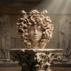 Medusa head, Matte Taupe, hair of snakes. Ceramiche Sofia, Caltagirone