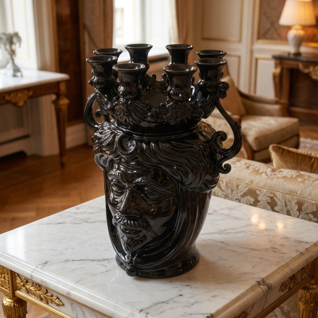 Black Line candle-holder head seen from above: the five candle cups on the crown